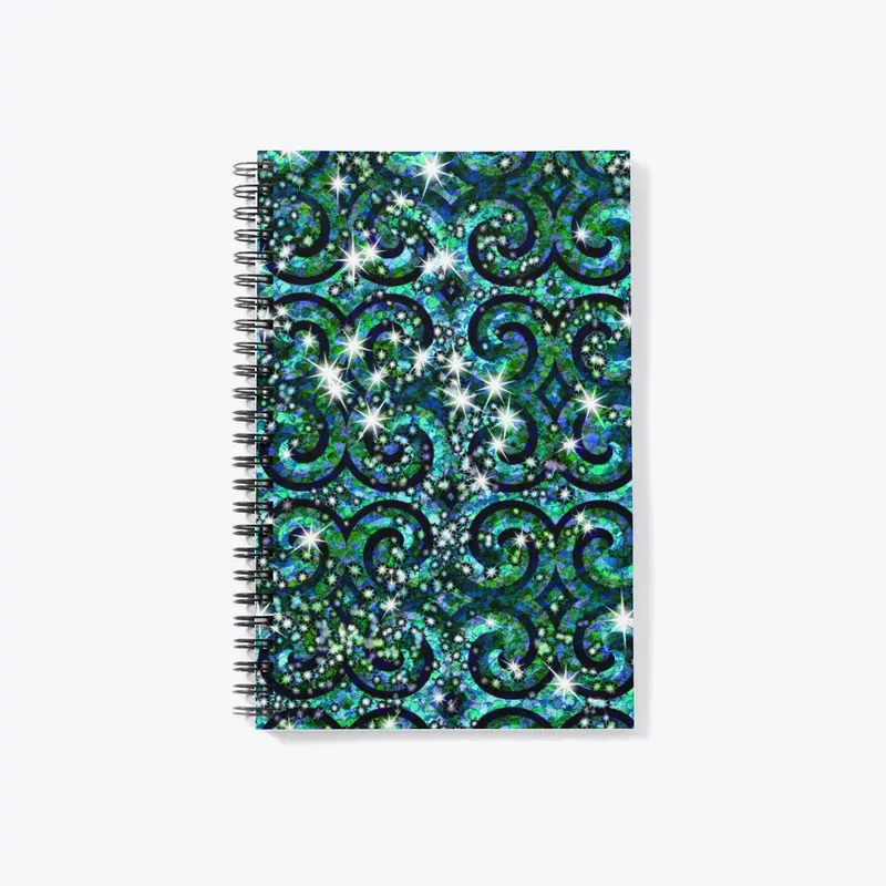 Blue Green Sparkle Swirl