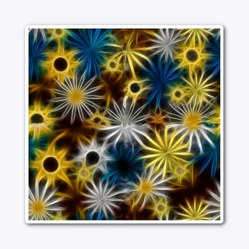 Blue and Yellow Glowing Daisies