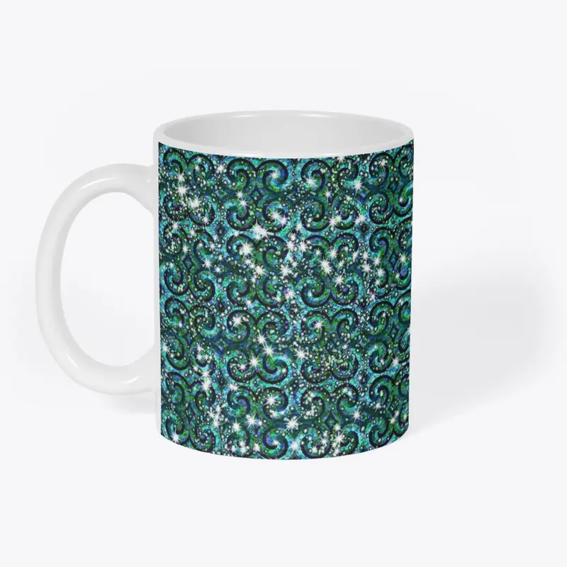 Blue Green Sparkle Swirl