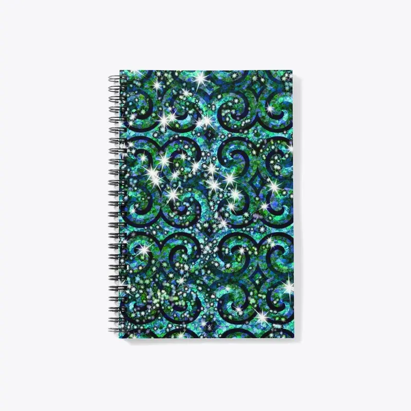 Blue Green Sparkle Swirl