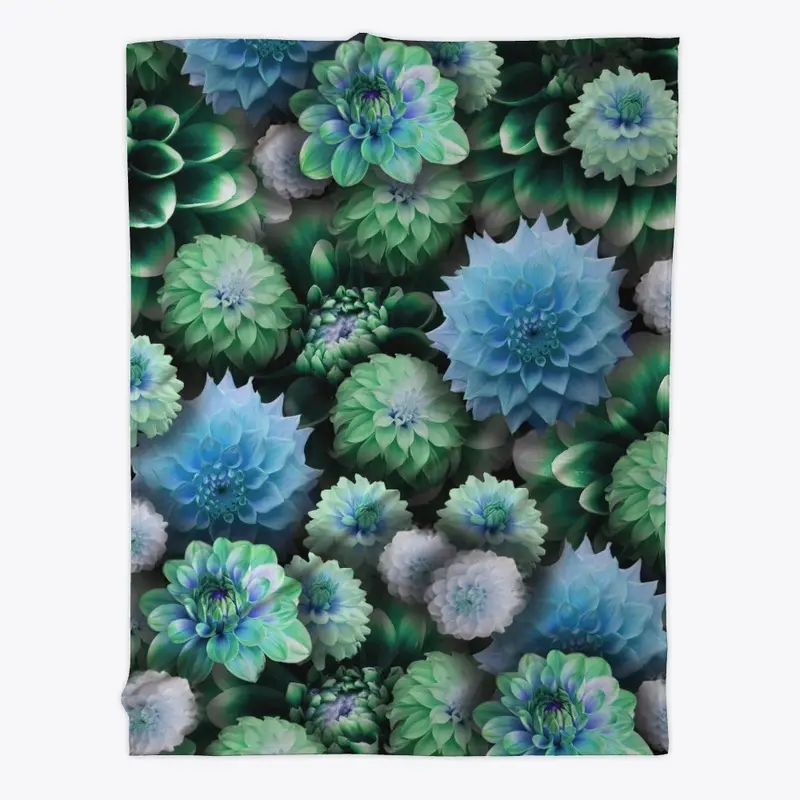 Blue Green Dahlias Collage