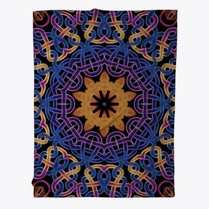 Blue Gold Celtic Knot Kaleidoscope